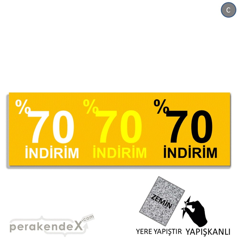 yüzde 70 indirim YER ZEMİNE YAPIŞAN BANNER -dikdörtgen,tek yön baskı
