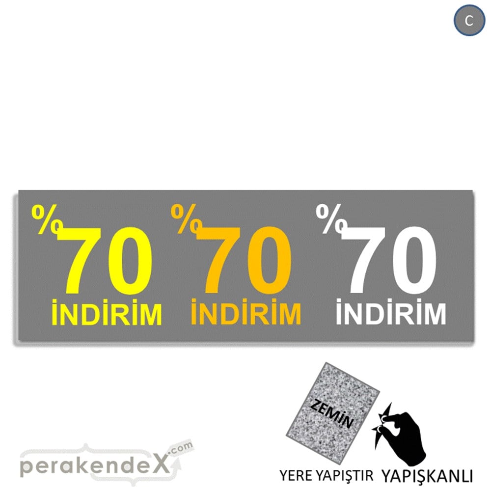 yüzde 70 indirim YER ZEMİNE YAPIŞAN BANNER -dikdörtgen,tek yön baskı