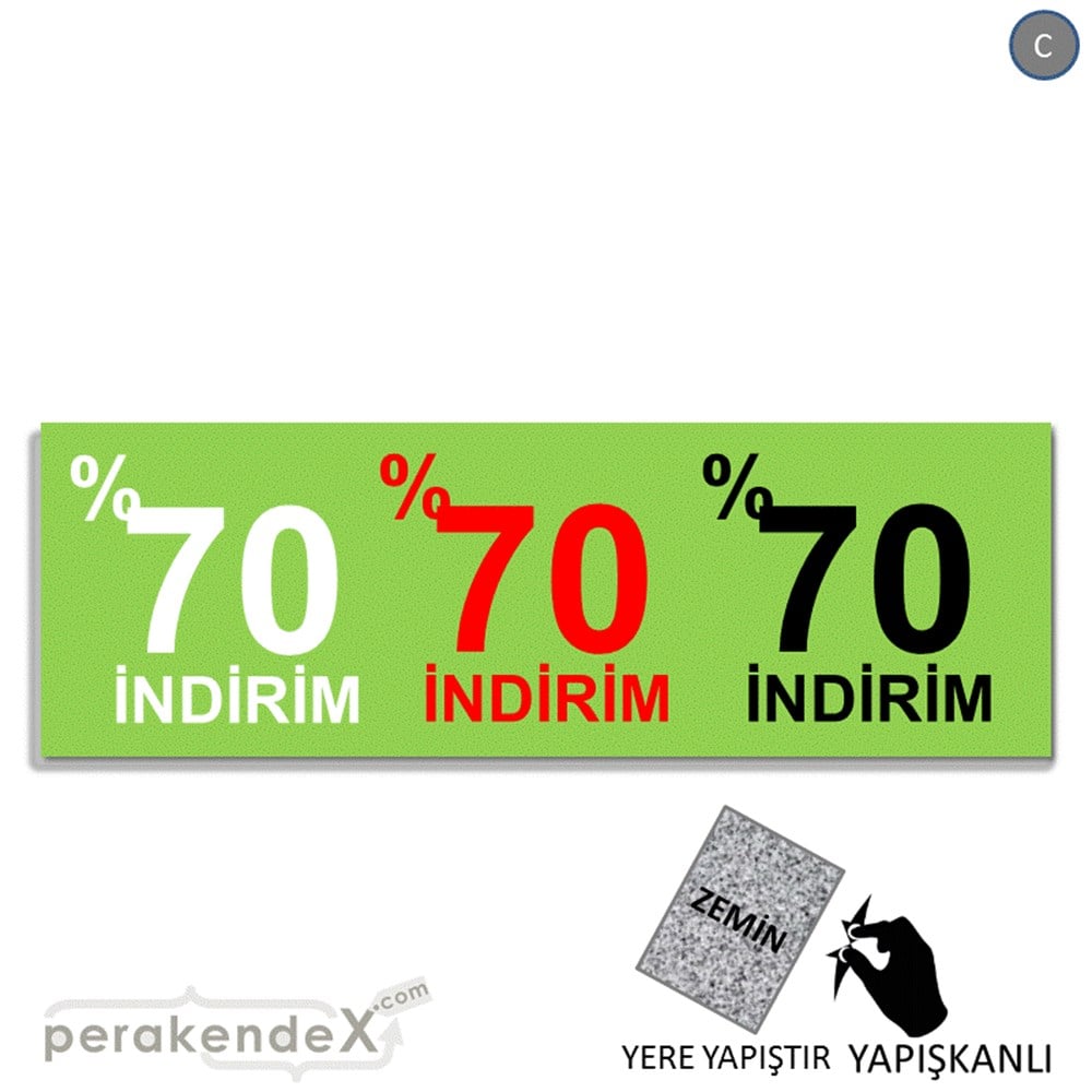 yüzde 70 indirim YER ZEMİNE YAPIŞAN BANNER -dikdörtgen,tek yön baskı