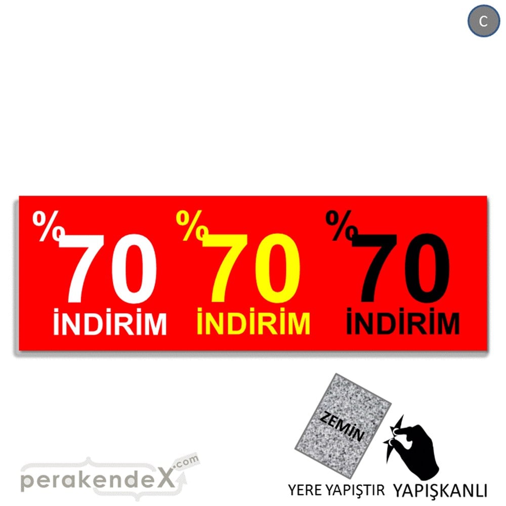 yüzde 70 indirim YER ZEMİNE YAPIŞAN BANNER -dikdörtgen,tek yön baskı