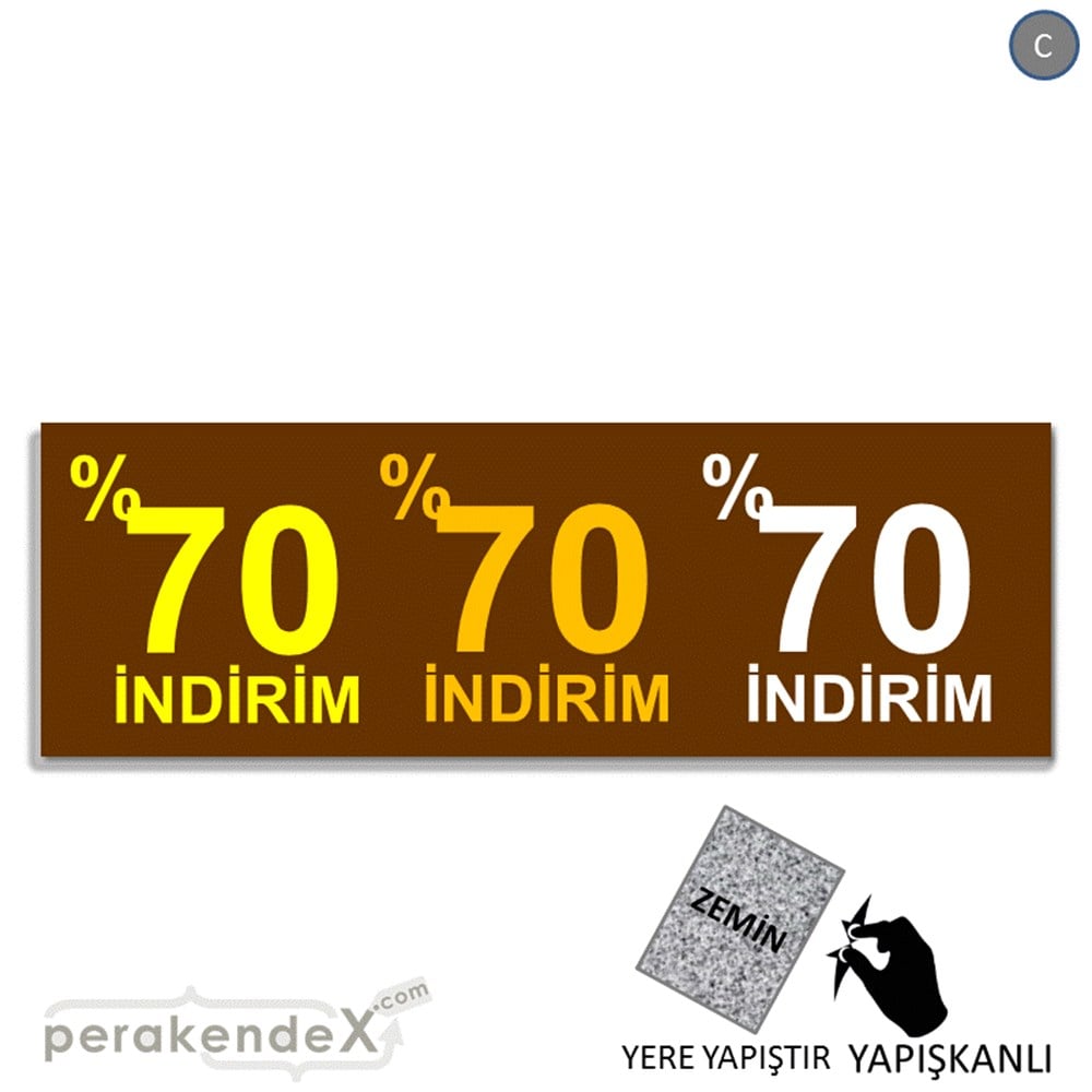 yüzde 70 indirim YER ZEMİNE YAPIŞAN BANNER -dikdörtgen,tek yön baskı