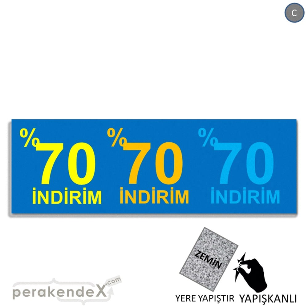 yüzde 70 indirim YER ZEMİNE YAPIŞAN BANNER -dikdörtgen,tek yön baskı