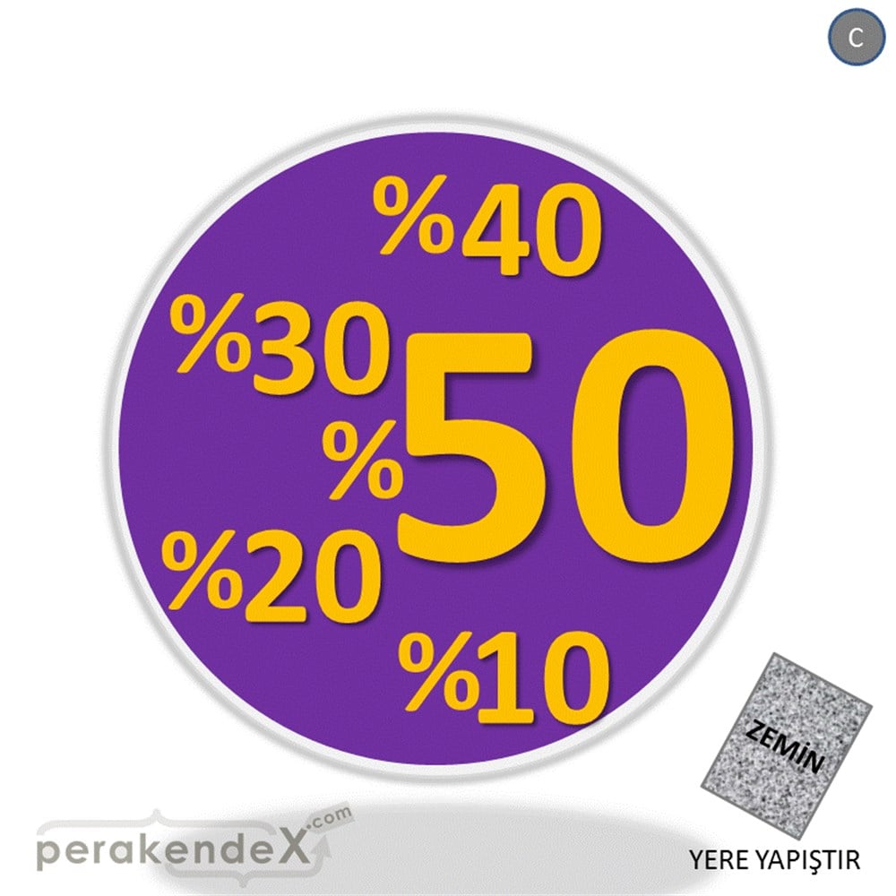 yüzde(50-40-30-20-10) indirim YER ZEMİNE YAPIŞIR -oval,tek yön baskı