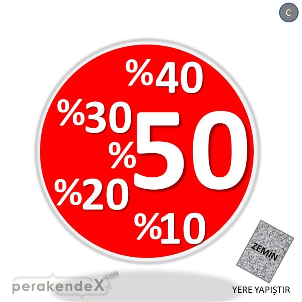 yüzde(50-40-30-20-10) indirim YER ZEMİNE YAPIŞIR -oval,tek yön baskı
