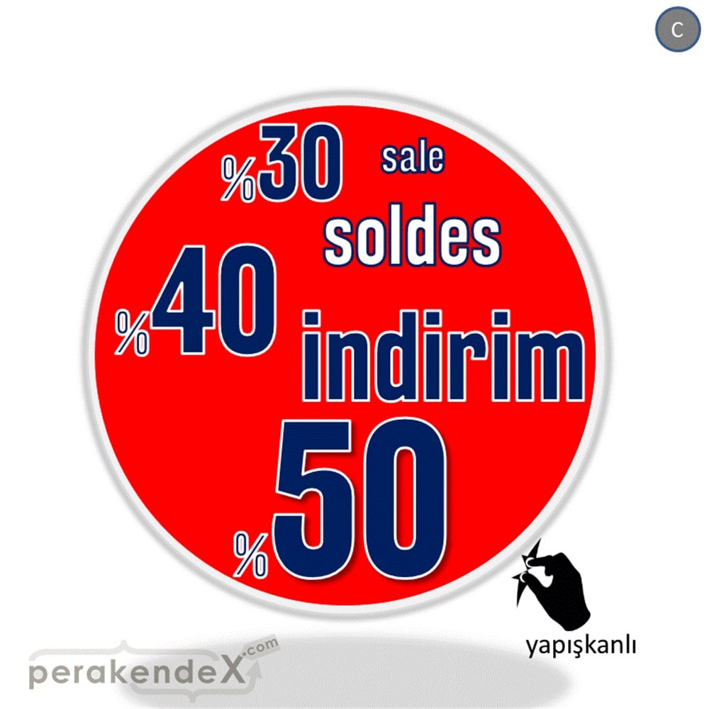 yüzde(50-40-30) indirim sale CAMA YAPIŞAN FOLYO -oval,tek yön baskı