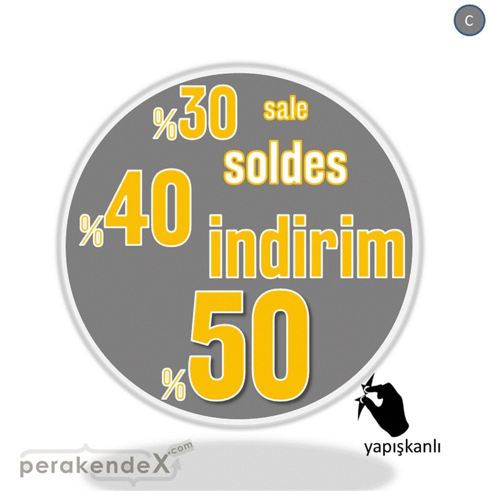 yüzde(50-40-30) indirim sale CAMA YAPIŞAN FOLYO -oval,tek yön baskı