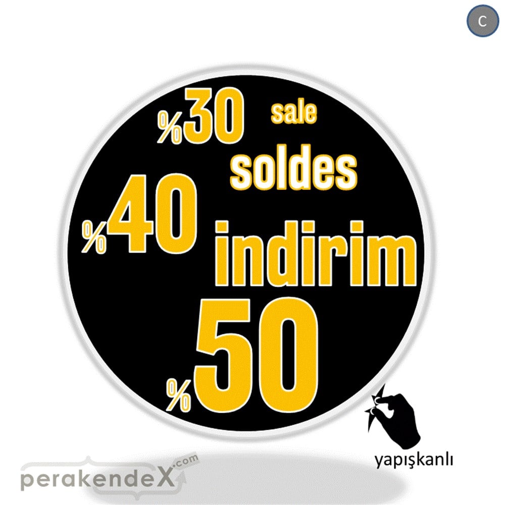yüzde(50-40-30) indirim sale CAMA YAPIŞAN FOLYO -oval,tek yön baskı
