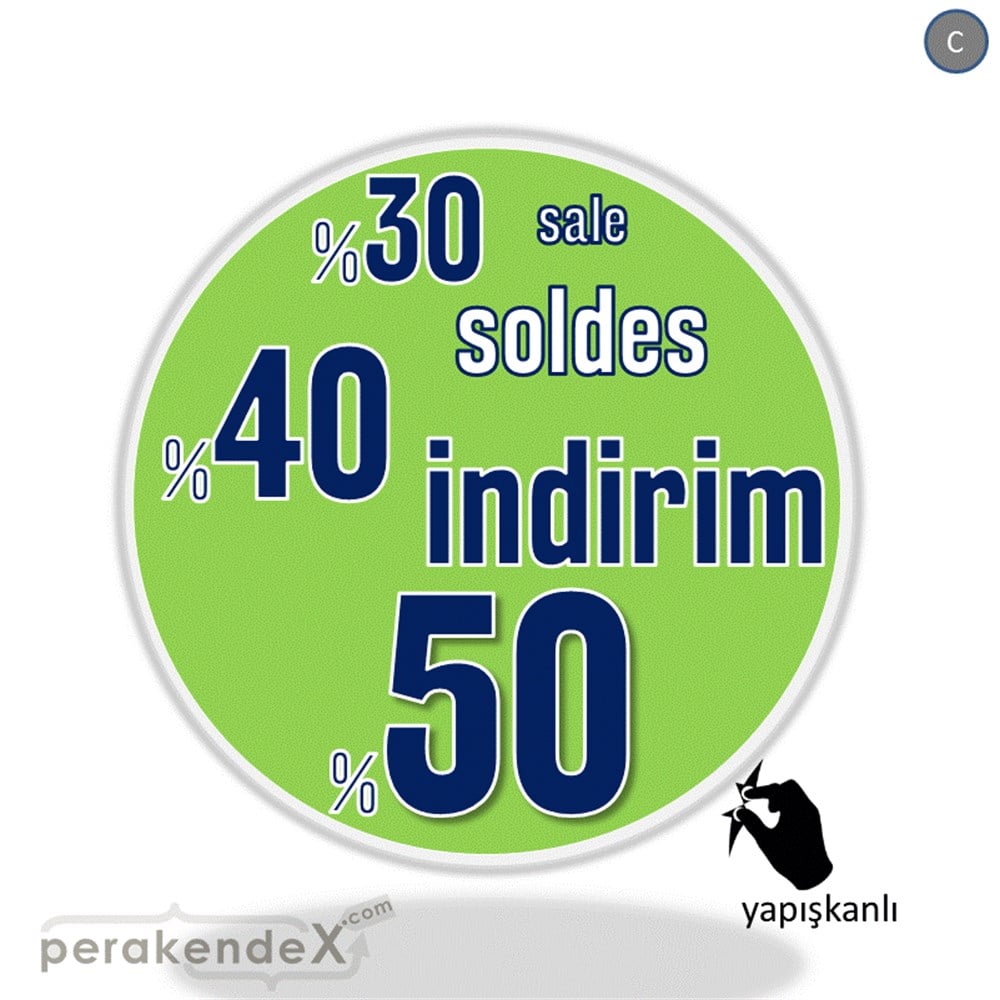 yüzde(50-40-30) indirim sale CAMA YAPIŞAN FOLYO -oval,tek yön baskı