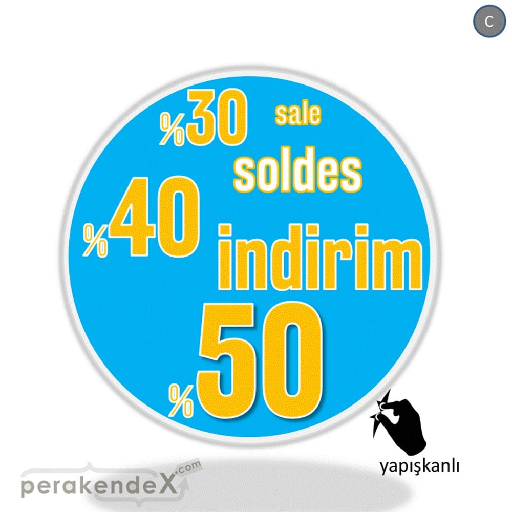 yüzde(50-40-30) indirim sale CAMA YAPIŞAN FOLYO -oval,tek yön baskı