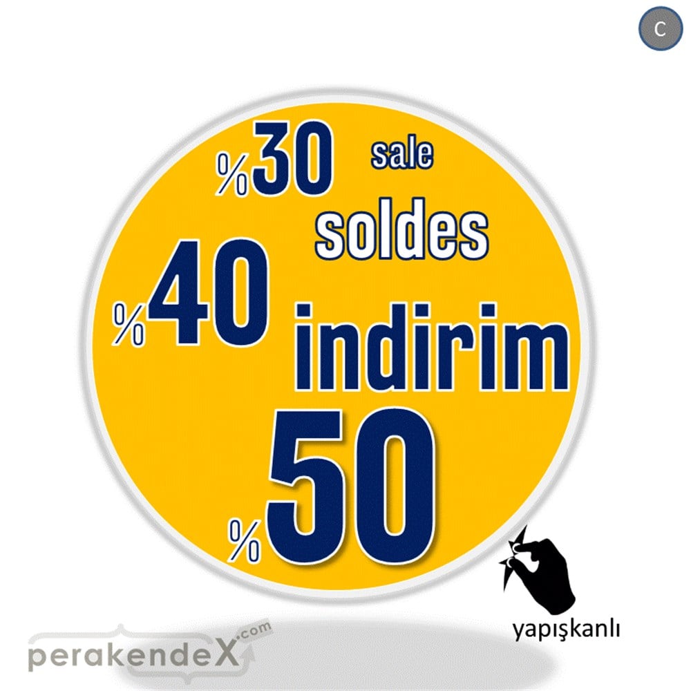 yüzde(50-40-30) indirim sale CAMA YAPIŞAN FOLYO -oval,tek yön baskı