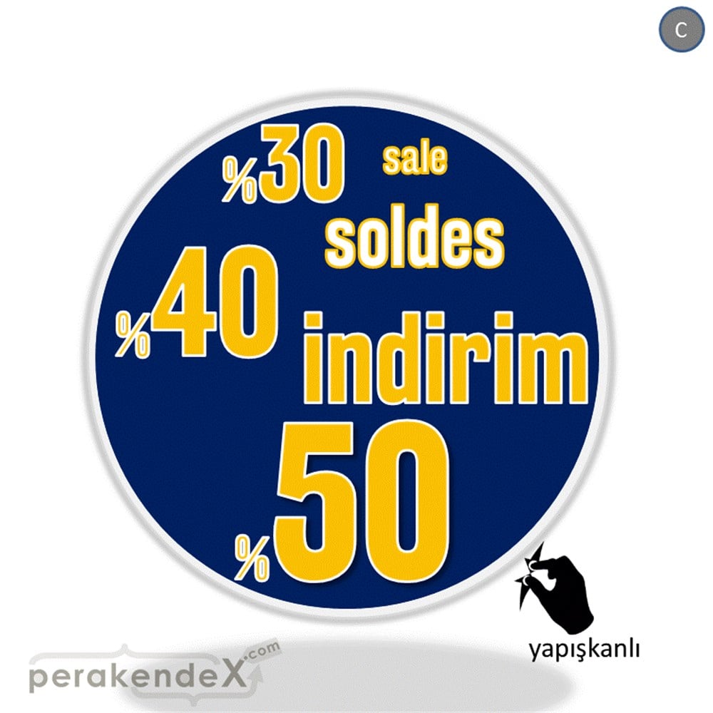 yüzde(50-40-30) indirim sale CAMA YAPIŞAN FOLYO -oval,tek yön baskı