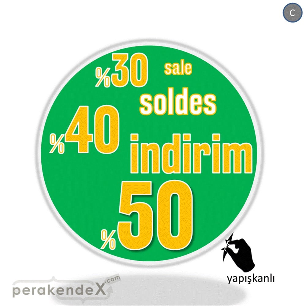 yüzde(50-40-30) indirim sale CAMA YAPIŞAN FOLYO -oval,tek yön baskı