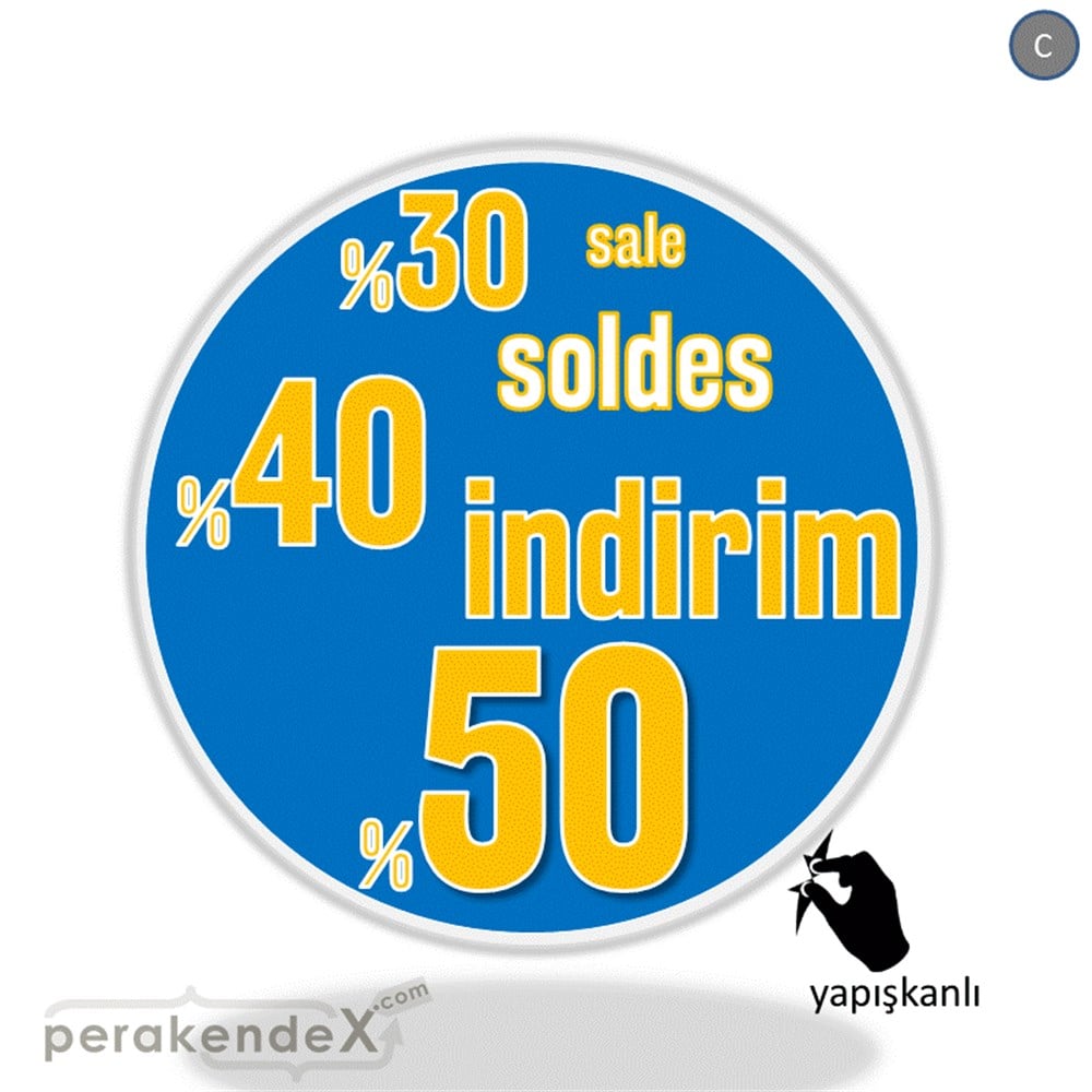 yüzde(50-40-30) indirim sale CAMA YAPIŞAN FOLYO -oval,tek yön baskı