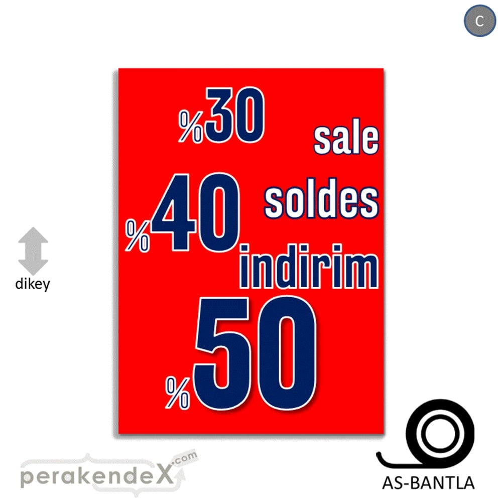 yüzde(50-40-30) indirim sale POSTERİ -dikdörtgen,tek yön baskı