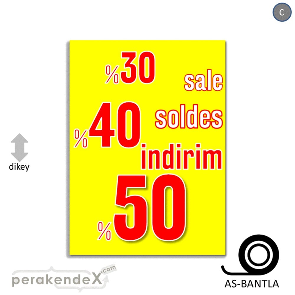 yüzde(50-40-30) indirim sale POSTERİ -dikdörtgen,tek yön baskı