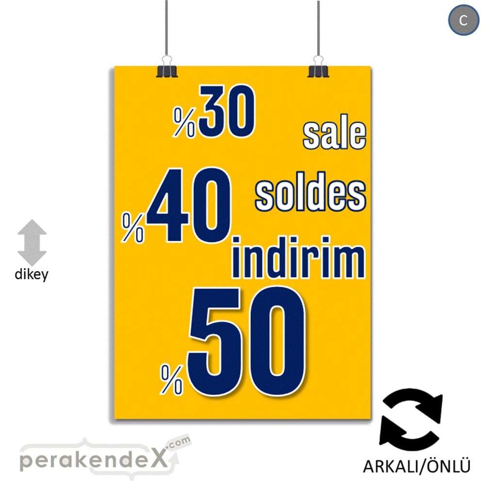 yüzde(50-40-30) indirim sale POSTERİ -dikdörtgen,çift yön baskı