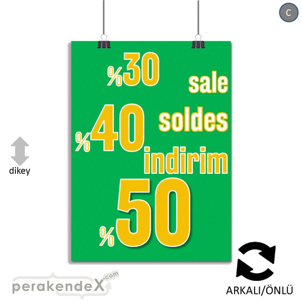 yüzde(50-40-30) indirim sale POSTERİ -dikdörtgen,çift yön baskı