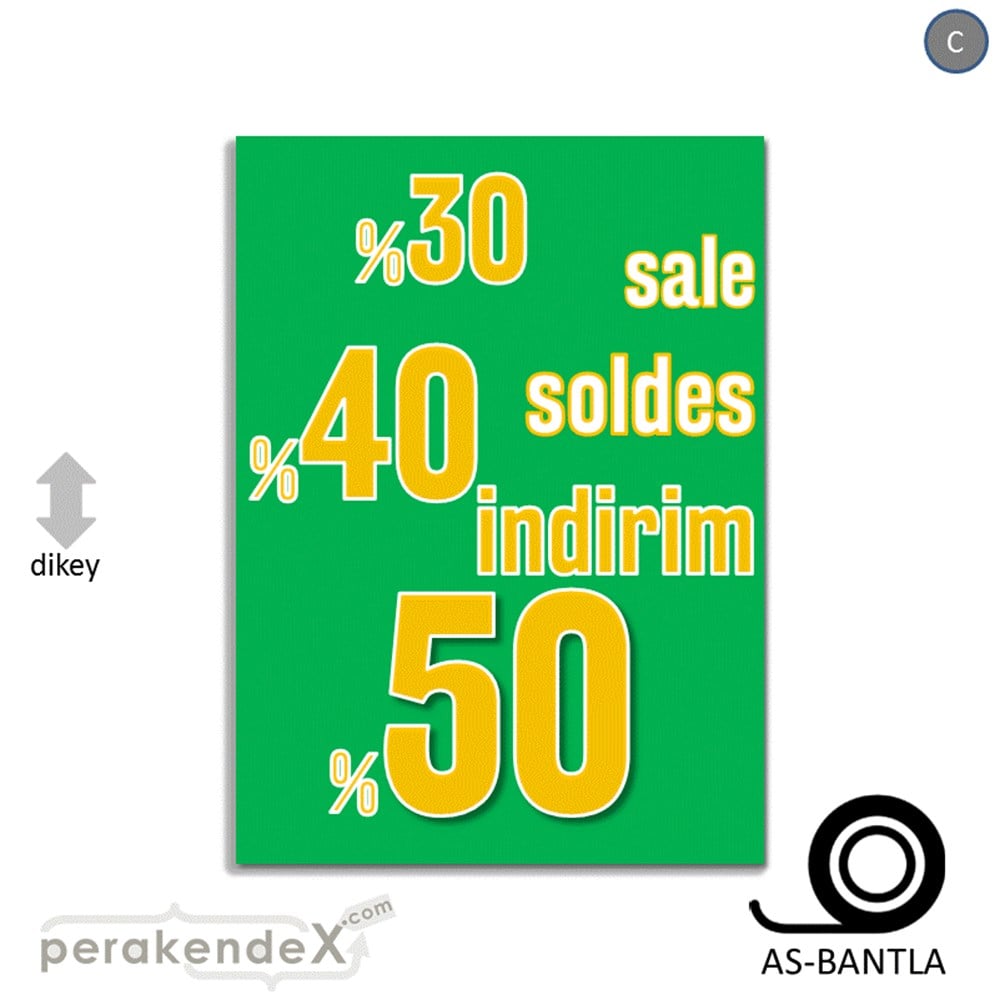yüzde(50-40-30) indirim sale POSTERİ -dikdörtgen,tek yön baskı