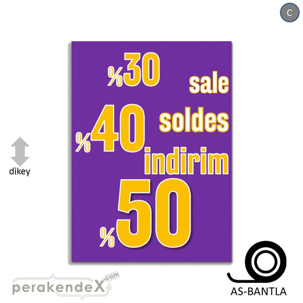 yüzde(50-40-30) indirim sale POSTERİ -dikdörtgen,tek yön baskı