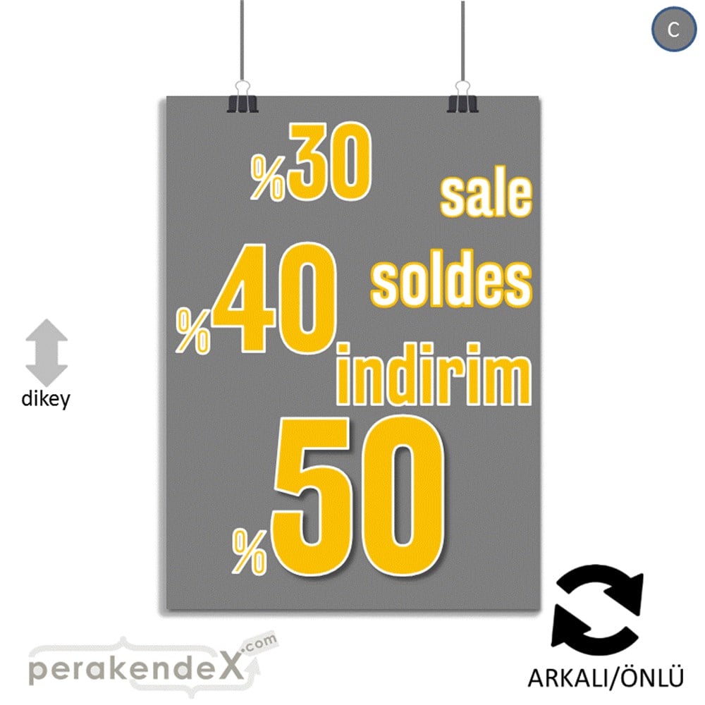 yüzde(50-40-30) indirim sale POSTERİ -dikdörtgen,çift yön baskı