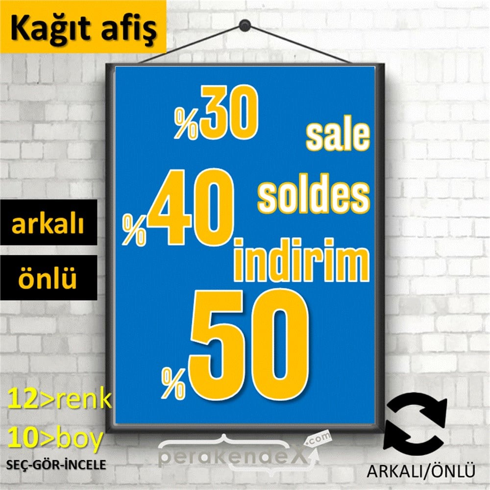 yüzde(50-40-30) indirim sale POSTERİ -dikdörtgen,çift yön baskı