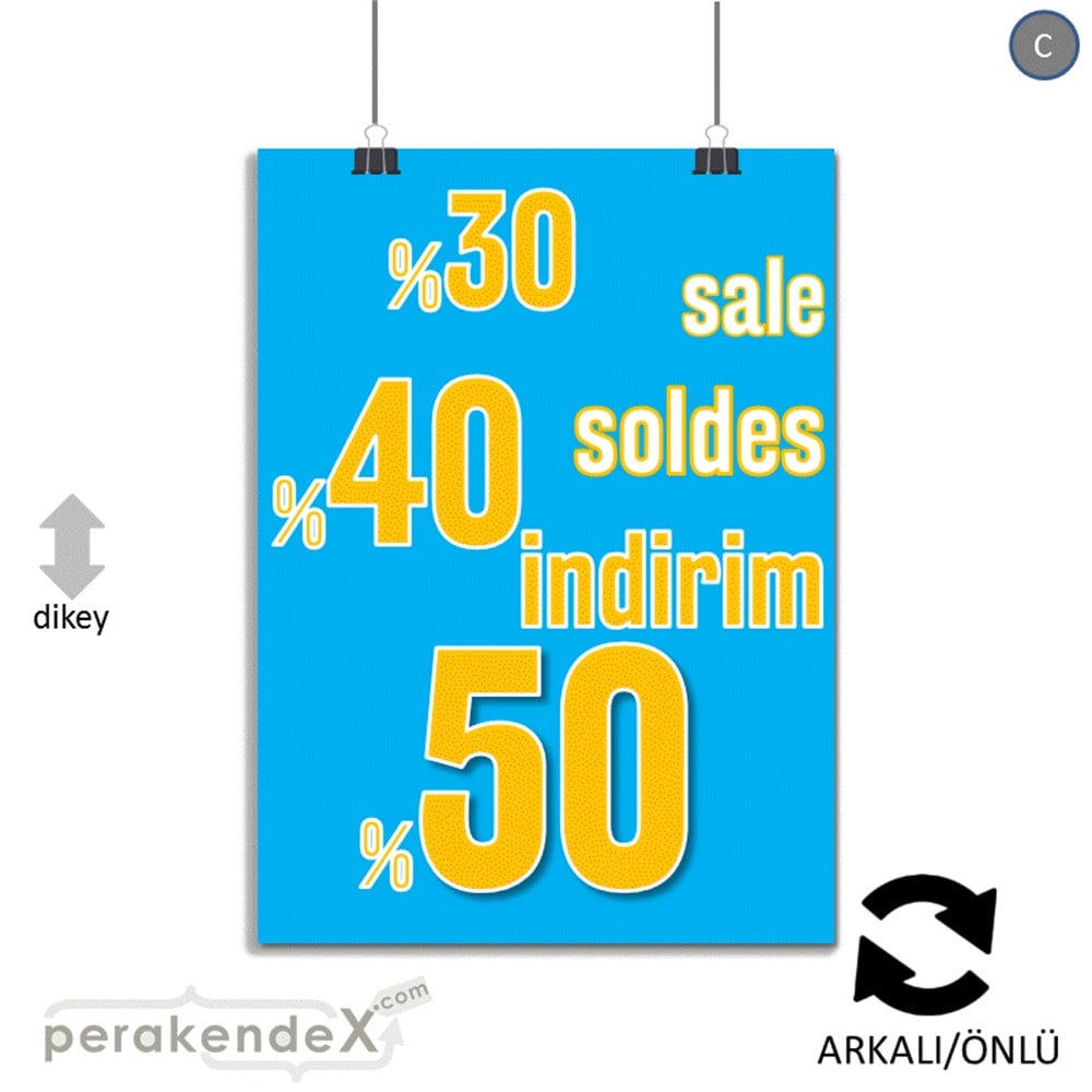 yüzde(50-40-30) indirim sale POSTERİ -dikdörtgen,çift yön baskı