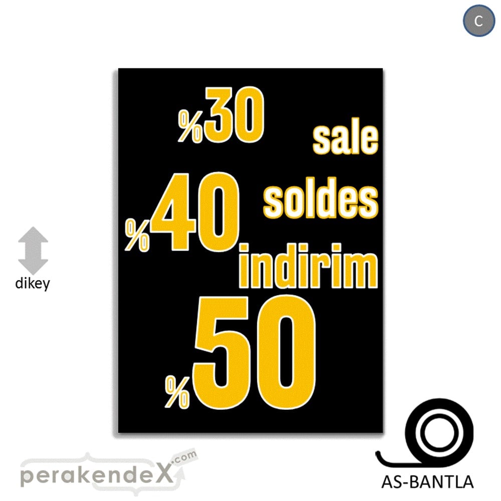 yüzde(50-40-30) indirim sale POSTERİ -dikdörtgen,tek yön baskı