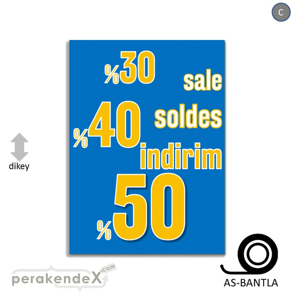 yüzde(50-40-30) indirim sale POSTERİ -dikdörtgen,tek yön baskı