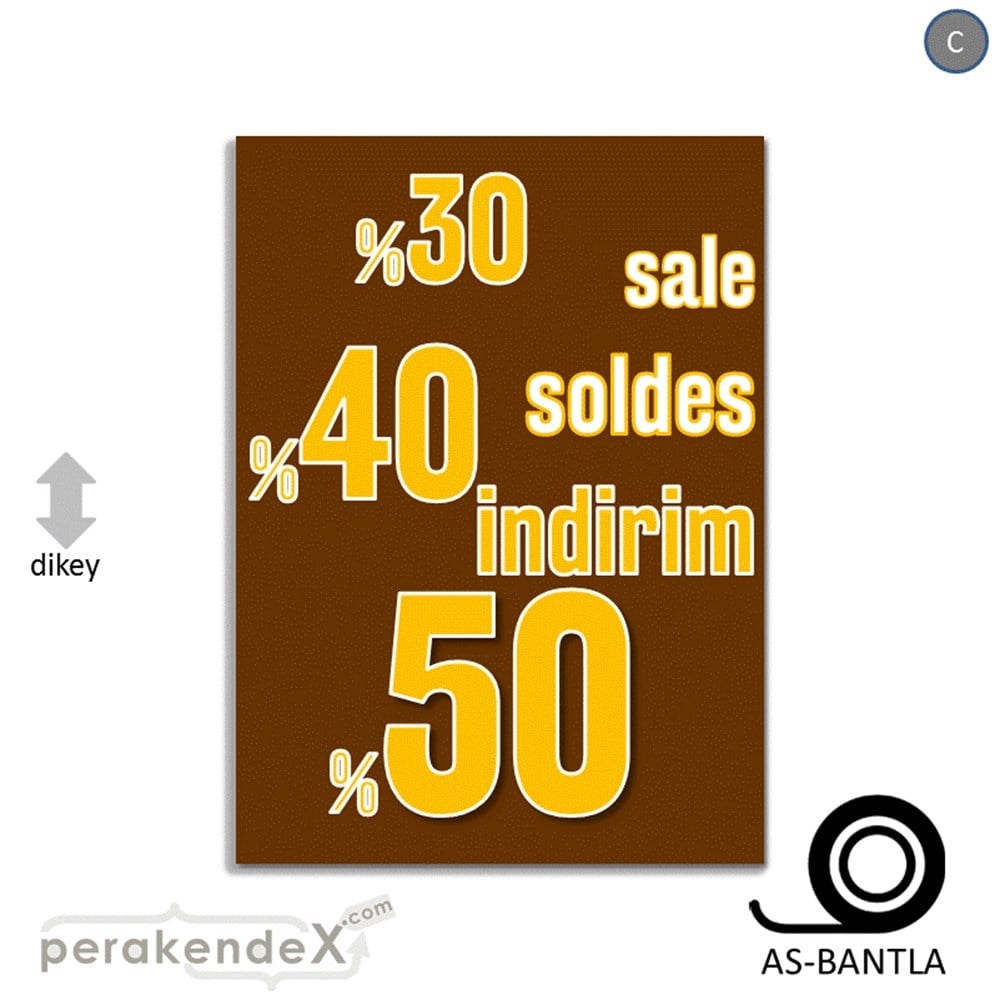 yüzde(50-40-30) indirim sale POSTERİ -dikdörtgen,tek yön baskı