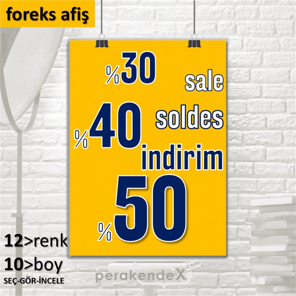 yüzde(50-40-30) indirim sale SERT PLASTİK POSTER -dikdörtgen,tek yön baskı