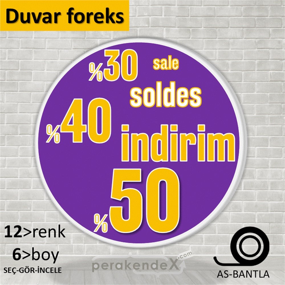 yüzde(50-40-30) indirim sale SERT PLASTİK POSTER -oval,tek yön baskı