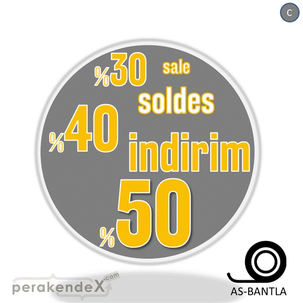 yüzde(50-40-30) indirim sale SERT PLASTİK POSTER -oval,tek yön baskı