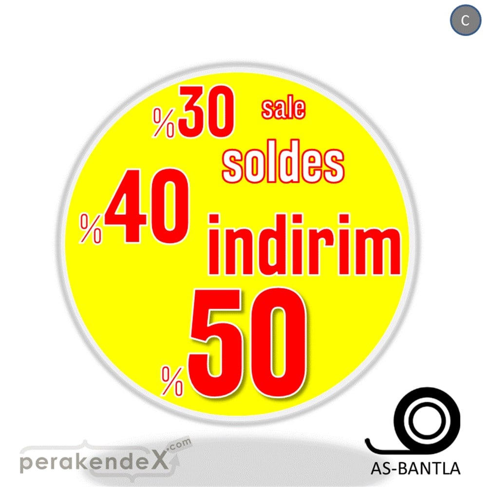 yüzde(50-40-30) indirim sale SERT PLASTİK POSTER -oval,tek yön baskı