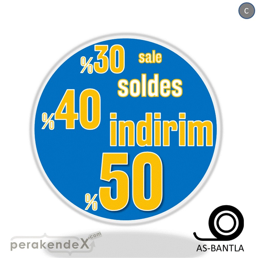 yüzde(50-40-30) indirim sale SERT PLASTİK POSTER -oval,tek yön baskı