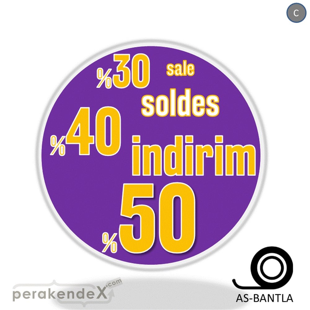 yüzde(50-40-30) indirim sale SERT PLASTİK POSTER -oval,tek yön baskı