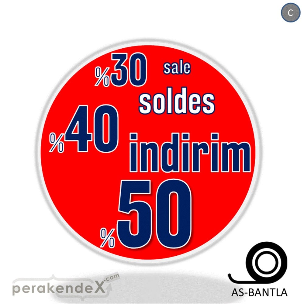 yüzde(50-40-30) indirim sale SERT PLASTİK POSTER -oval,tek yön baskı
