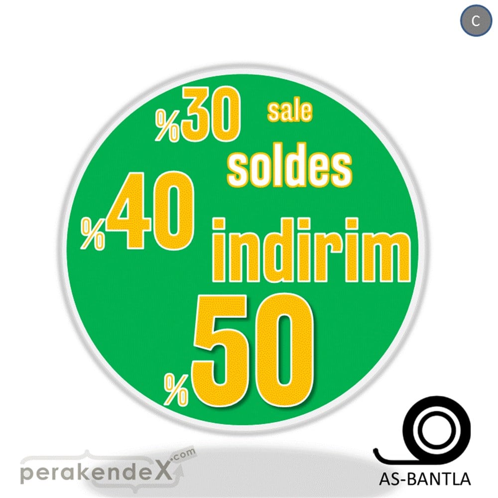 yüzde(50-40-30) indirim sale SERT PLASTİK POSTER -oval,tek yön baskı
