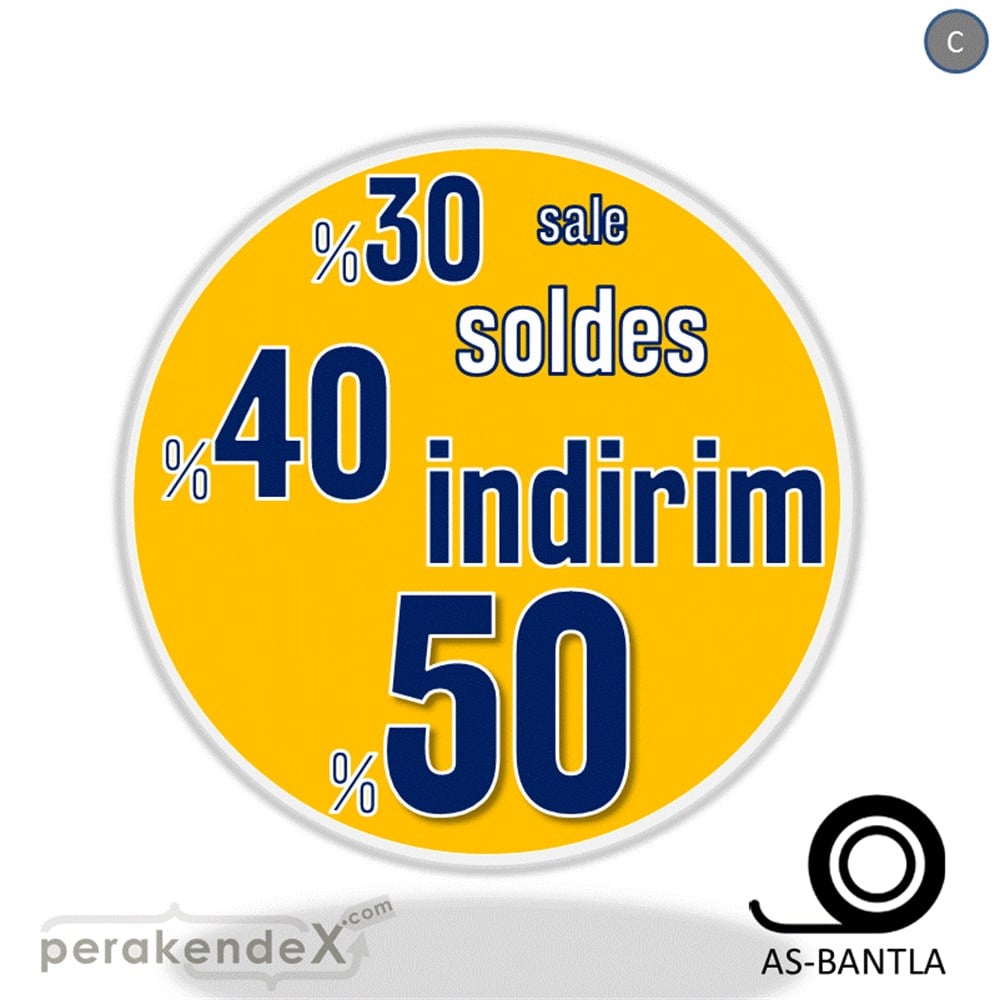 yüzde(50-40-30) indirim sale SERT PLASTİK POSTER -oval,tek yön baskı