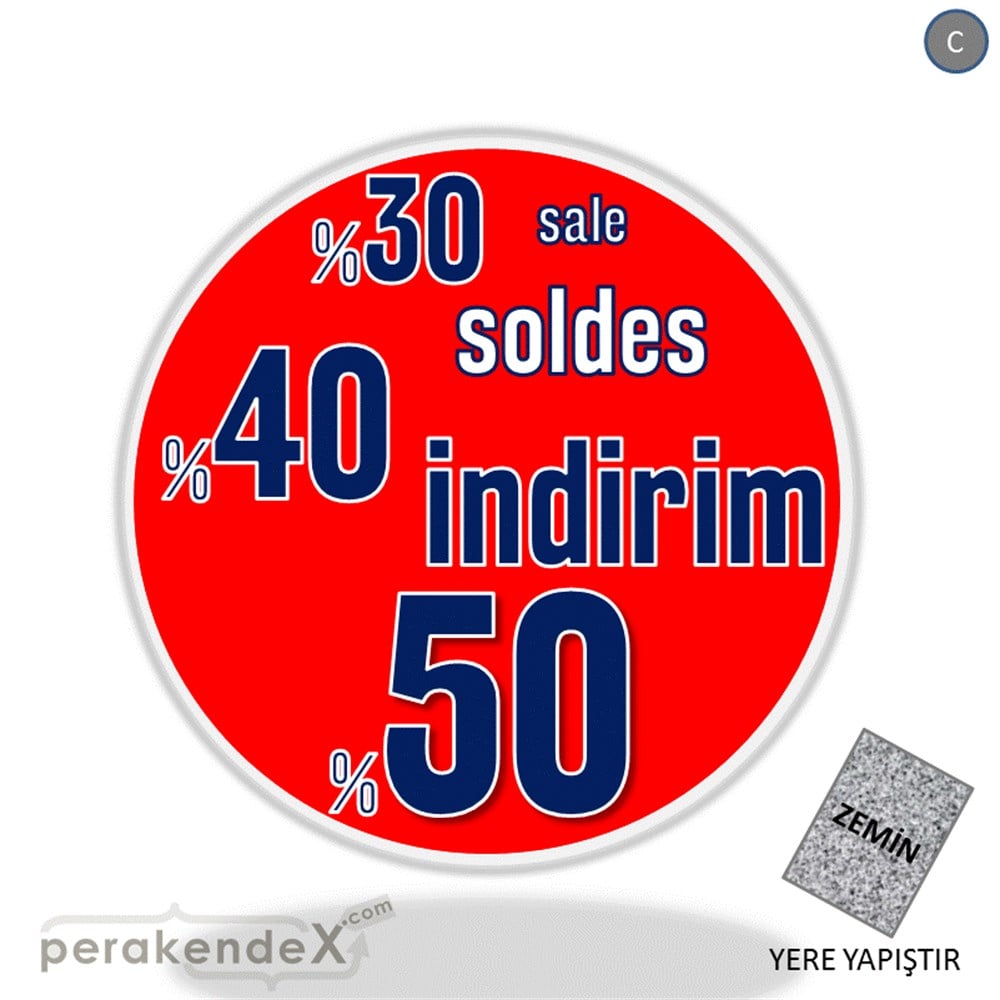 yüzde(50-40-30) indirim sale YER ZEMİNE YAPIŞIR -oval,tek yön baskı