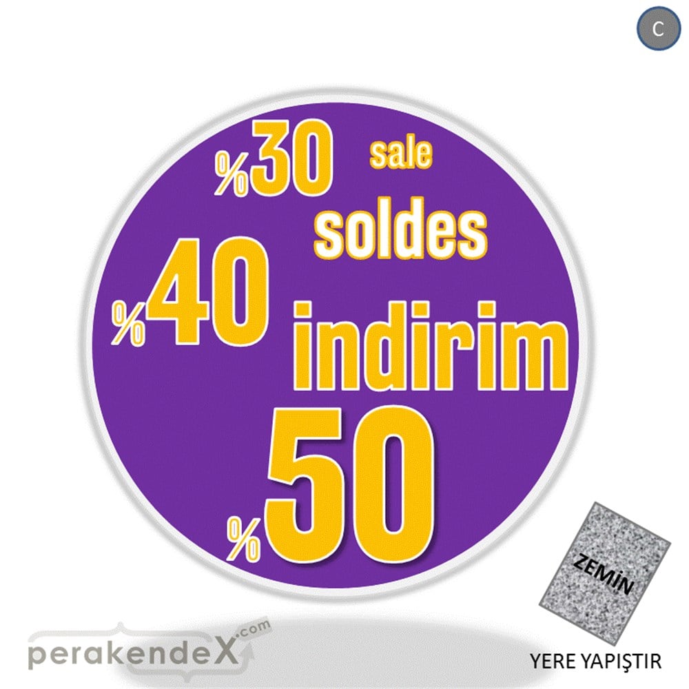 yüzde(50-40-30) indirim sale YER ZEMİNE YAPIŞIR -oval,tek yön baskı