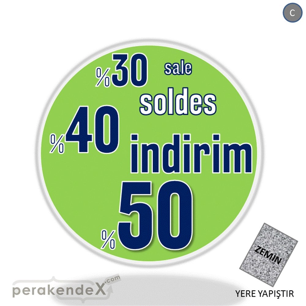 yüzde(50-40-30) indirim sale YER ZEMİNE YAPIŞIR -oval,tek yön baskı