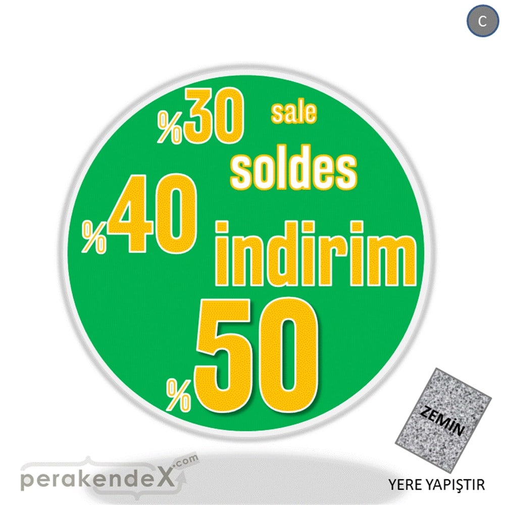 yüzde(50-40-30) indirim sale YER ZEMİNE YAPIŞIR -oval,tek yön baskı