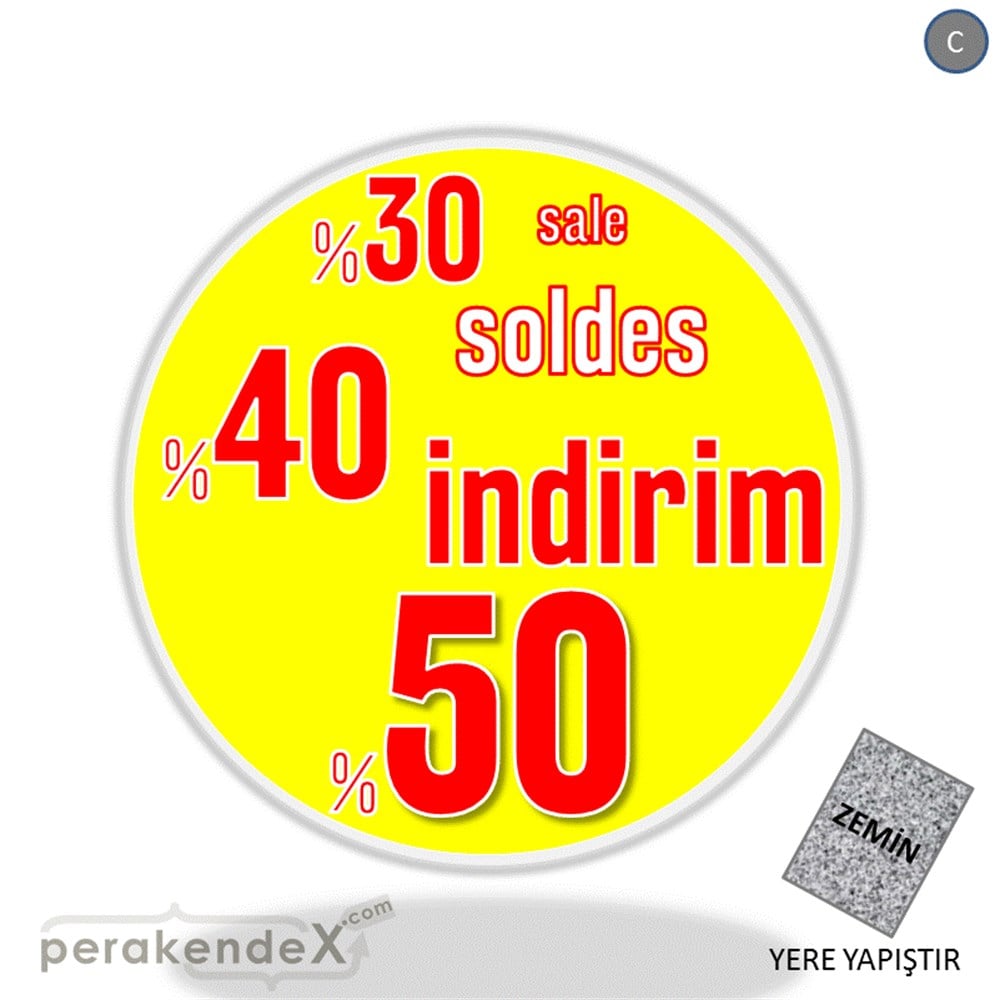 yüzde(50-40-30) indirim sale YER ZEMİNE YAPIŞIR -oval,tek yön baskı