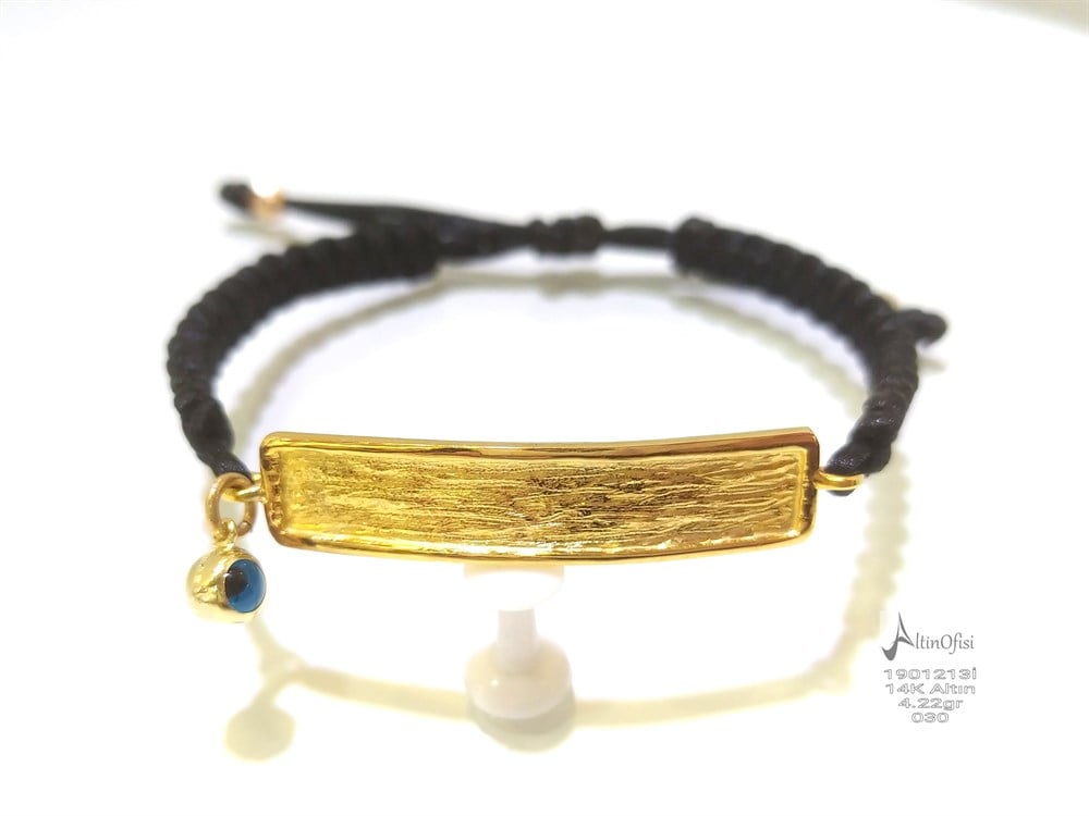 Göz Boncuklu Makrome Örgü  Bileklik 14K Altın (Yarım Altın, Ata Tam, Reşat tam İçin)