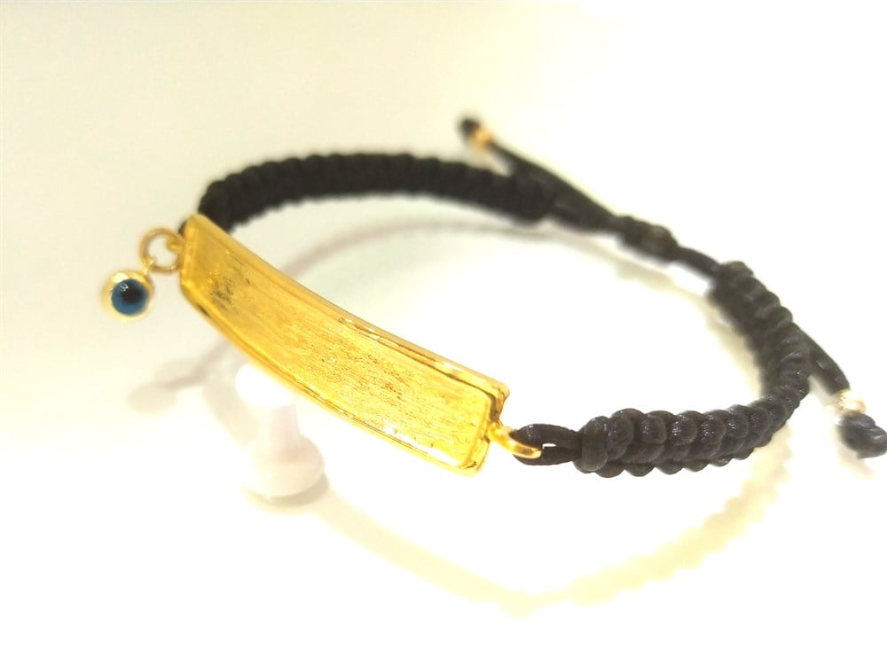 Göz Boncuklu Makrome Örgü  Bileklik 14K Altın (Yarım Altın, Ata Tam, Reşat tam İçin)