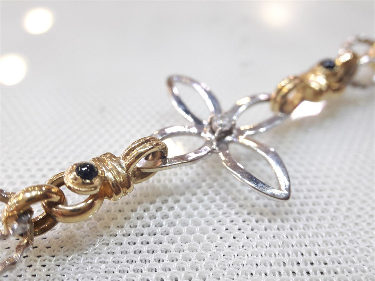 Çiçek Zincir Künye 14 Ayar Altın