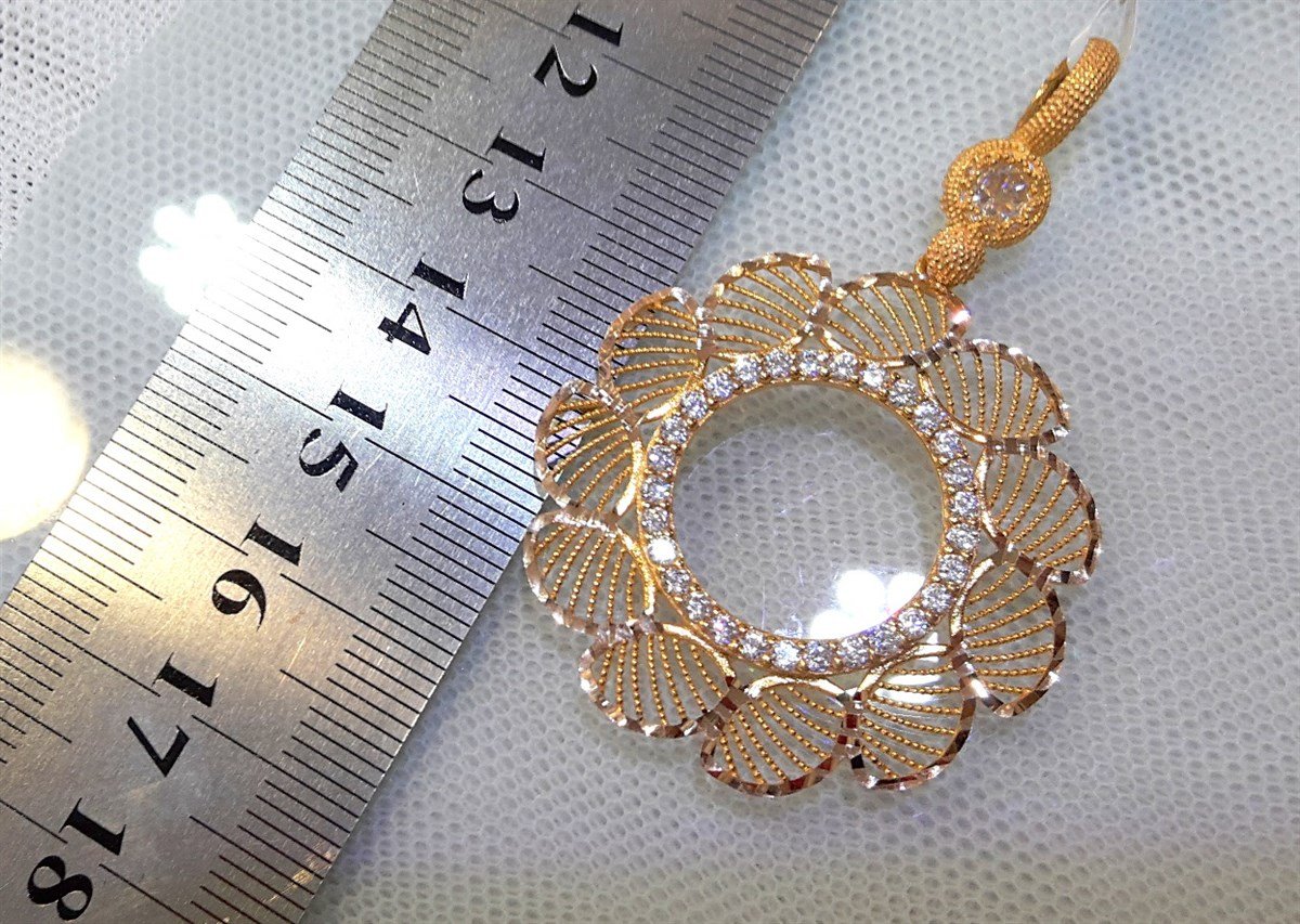 Ayçiçeği Çeyrek Ziynet yada Ata Yarım Sikke için çerçeve Kolye 14 Ayar Altın