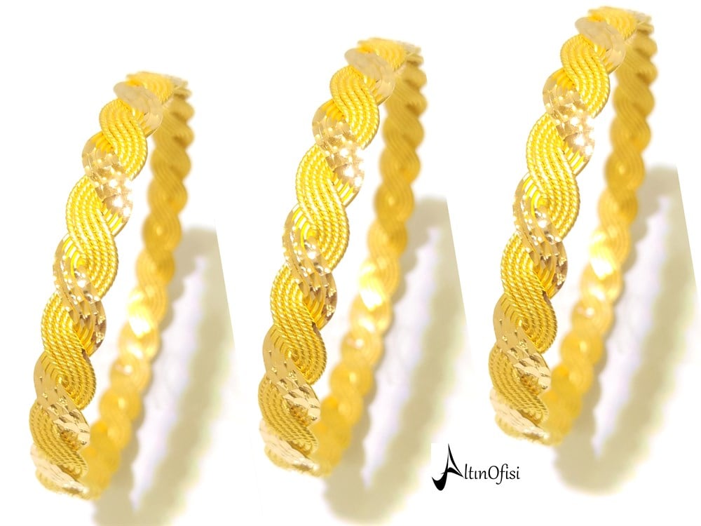 20.00gr  10 Telli Örgü Bilezik 22 Ayar Altın