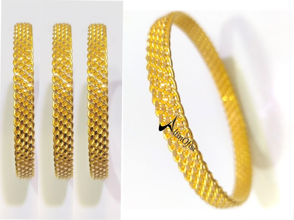 30.00gr  işçiliksiz Yassı Örgü Bilezik 22 Ayar Altın