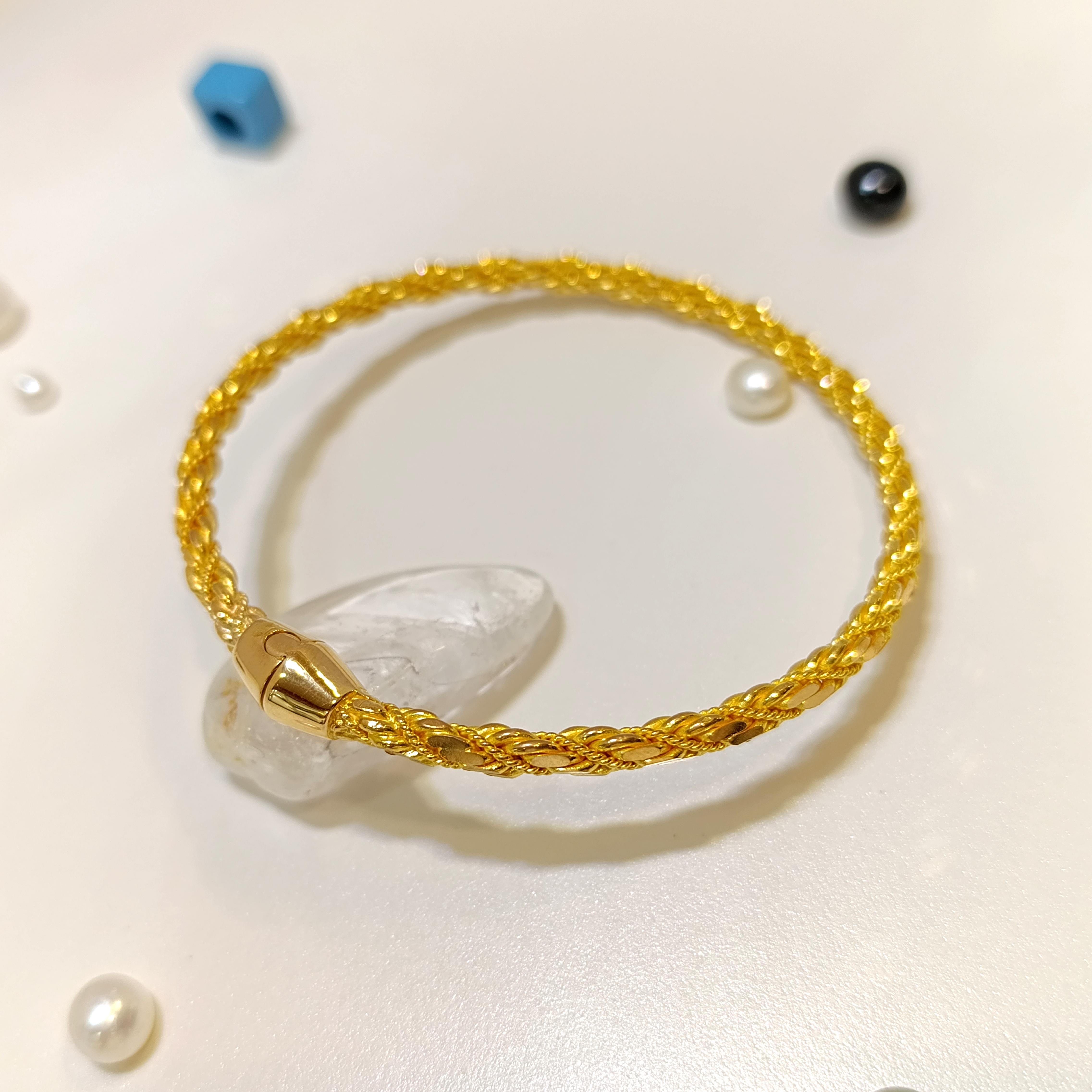 30gr İşçiliksiz Kilitli Hint Burması Bilezik 22 Ayar Altın Yatırım ve Tasarruf 